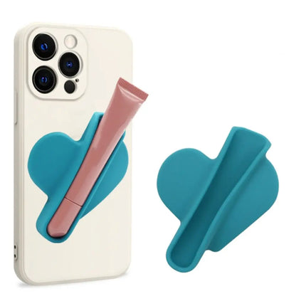 Funda de silicona para teléfono con soporte para lápiz labial de corazón 💄