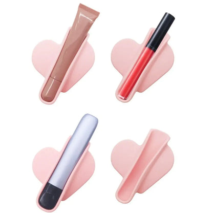 Funda de silicona para teléfono con soporte para lápiz labial de corazón 💄